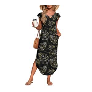 Sleeveless Loose Long Beach Split Dresses with Pockets, MEDIUM, CL-1314D004